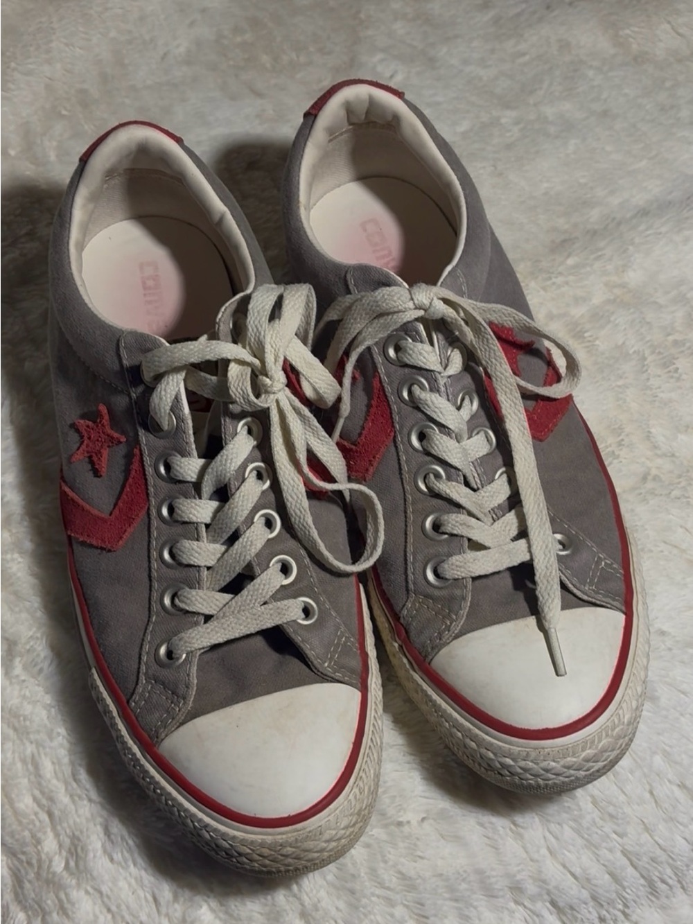 Converse CONS Gray Canvas Sneakers with Red Accents, Men 7.5